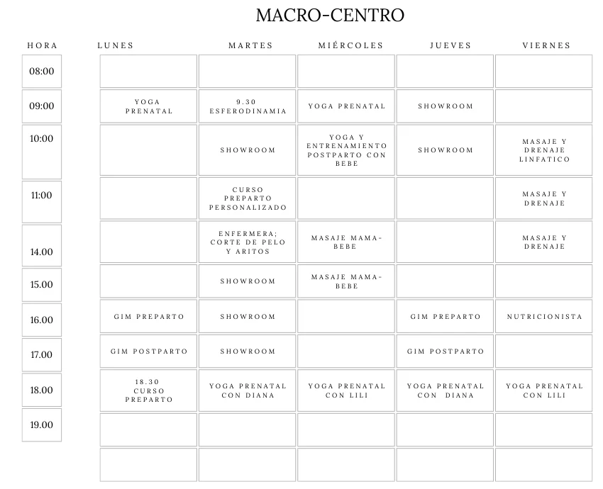 Horarios Macro-Centro